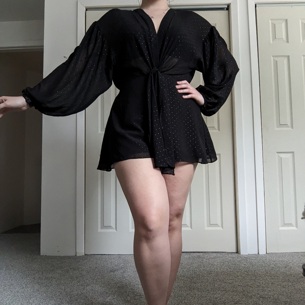 Forever 21 Black Polka Dot Party Romper